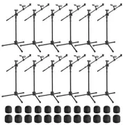 12 Packs Microphone Boom Arm Stand Dual Mic Clips Adjustable Tripod Phone Holder