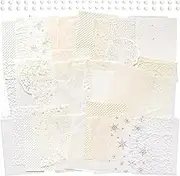 2 Packs Aesthetic Textured Paper Basic Scrapbook Supply Decorative Mesh Fabric Sheets Mixed Materials Beige Theme for Junk Journal Planner Gift Wrapping Collaging Card Making Arts and Crafts (Simple)
