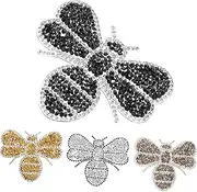 PACKOVE 4pcs Bee Rhinestone Iron Patches for Clothing Footwear and Bags Stylish Heat Adhesive DIY Decor Durable Glitter Designs