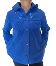 Ladies Givoni Blue Bed Jacket Button Front Lounge Wear (Sapphire GB26)