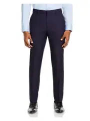 THEORY Mens Navy Flat Front, Straight Leg Extra Slim Fit Pants 32