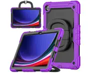 Protection Case for Samsung Galaxy Tab A9 Plus 11-Inch, 360 Degree Folding Handle Grip and 3-Layer Protection - Purple