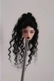 1/6 Black Ponytail Curly Hair Wig F 12" Female Action Figure Head Sculpture Toy