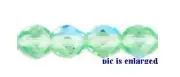 50 Peridot AB Faceted Firepolished Glass Round Beads 6MM
