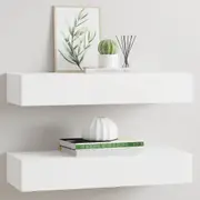 vidaXL Wall-mounted Drawer Shelves 2 pcs White 60x23.5x10cm MDF