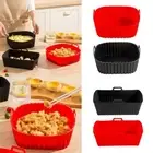 Reusable Silicone Air Fryer Liners with Handle Square Air Fryer Mat Roasting