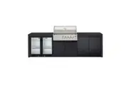 Crossray Stainless Steel Gas BBQ 4B Outdoor Kitchen w Double Fridge V21 Black