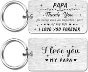 [FALOGI] Personalised Papa Keyring from Daughter Son, Engraved I Love You Dad Gift, Papa Present for Birthday Father's Day Christmas