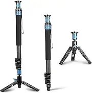 SIRUI P-424FL Monopod for Cameras, 75" Carbon Fiber Monopod with Feet, Portable Lightweight Monopod, Max Load 26lbs/12kg, 4 Sections, 360° Panorama, Modular 3 in 1, Quick Release Plate