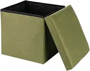 Folding Storage Ottoman Footstool, Locker Foot Padded Seat, Sofa Stool, Ottoman, Suitable for Bedroom, Living Room, Corridor, Footstool for Entertaining Friends(Color:Green)