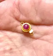 14 kt Gold Pink Burmese Ruby Round Gemstone 1 Strand Box Clasp