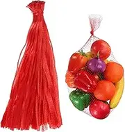 sourcing map 100PCS Reusable Mesh Produce Bags, 19.7 Inches Egg Hatching Bags Washable Breathable Fruit Net Stretchable Mesh Netting Storage for Seafood Vegetable Onion Grocery Shopping, Red