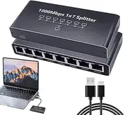 Network Hub,8-Port Ethernet Cable Splitter - High Speed 1000Mbps Plug and Play Adapter for Home Commercial Streaming TV Laptop Computer