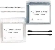 YUESUO Cotton Swabs Double Tipped Cotton Buds with Paper Stick for Make Up and Cleaning, Spiral + Pointed Shape
