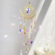 Sun Catcher, Crystal Suncatcher, Wind Chimes, Rainbow Sun Catcher Window Crystals, Fire Moon Crystal Window Decoration, Suitable for Family and Outdoor Use