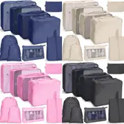 9 Set Packing Cubes with Shoe Bag Travel Luggage Organizer for Suitcase Clothes Storage Bag