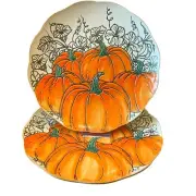 Eli + Ana PUMPKIN PATCH Dinner Plates 10.5in Set of 2 Handmade Ceramic New