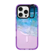 iPhone 16 Pro Impact Ring Stand Case MagSafe Compatible OCEAN CALLING 2 BLUE LILAC, OCEAN WAVES SEA COASTAL ABSTRACT PAINTING