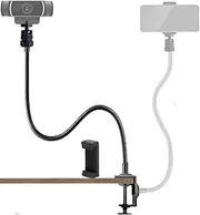 Two-Way Webcam Stand Phone Holder 27 Inch Adjustable Gooseneck Desktop Camera Desk Clamp Holder for Mobile Phones, Logitech Webcam C925e C922 C930 C920 C615, etc. (1/4 Inch Thread)