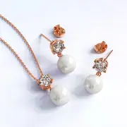 Boxed Margaux Necklace And Earrings Set Embellished with SWAROVSKI® Crystal Pearls and SWAROVSKI® crystals