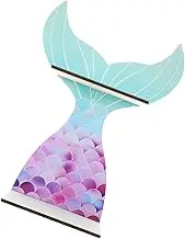 SOLUSTRE Wooden Mermaid Floating Shelf Creative Wall Decor for Nursery Bedroom Bathroom Unique Boho Design Space Saving Bookshelf for Items Decorations