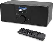 Ocean Digital WiFi/FM Internet Radio WR230S Alarm Clock Radio with Bluetooth Receiver & Ethernet Port, Stereo Speakers, Line Out, Aux in, 20,000+ Stations, 2.4" Color Display- Black in Wooden Case