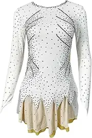 [Zagitova] Figure Skating Competition Dress for Girls Breathable Women Ice Performance Dance Outfit with Shiny Rhinestone