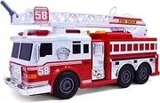 Fire Brigade Push Truck with Lights, Siren Sound, Working Water Pump and Rotating Rescue Ladder- Electric, Motorized, Big Fun Size, Realistic Design- for Boys, Toddlers, Kids Aged 2, 3, 4 Years Old