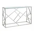 Console Table Tolette Cabinet Modern Design Metal Glass