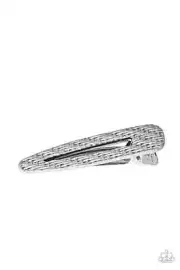 PAPARAZZI Do You Hair What I Hair - Silver Hair Clip Gray Basket Basketweave
