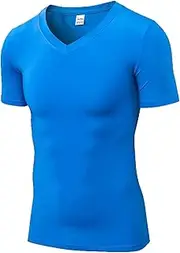 Tight Compression Shirts for Mens, V-Neck Body Shaping Baselayer Sports Tummy Control Shapewear Tops for Body Slimming