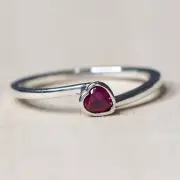 New Authentic Pandora Rings Red Tilted Heart Solitaire 199267C01 W Suede Pouch