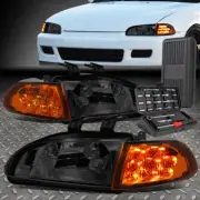 FOR 92-95 HONDA CIVIC LED SMOKED CLEAR SIDE TURN SIGNAL HEADLIGHT LAMP+TOOL SET (for: Honda)