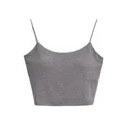Plain Padded Crop Cami Top Gray - S