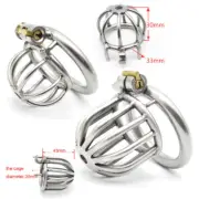 Small Male Chastity Cage Lockdown Belt Metal Ring Stainless Steel Slaver Device