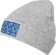 [NEZIH] Whale Pattern Print Knitted Hat Gift Unisex Winter Warm Hat, Outdoor Or Daily Wear,Adults & Kids Hat