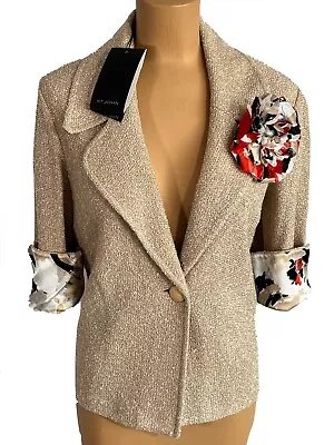 NWT ST. JOHN Knits Camel Melange High Twist Knit Jacket Blazer sz 10 $1390