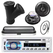 LED 8" 260W Boat Speakers, 6.5" Speakers,Pyle USB Bluetooth Radio,Antenna, Cover