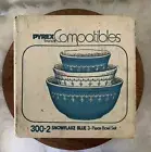 SEALED BOX - Pyrex Compatibles Snowflake Blue 300-2 Mixing Bowl Set (3 pc set)