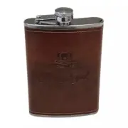 Crown Royal Leather Flask Stainless Steel 8 Oz Brand New Collectors Gift Set