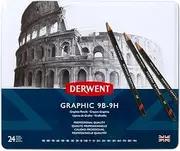 Derwent 34202 Graphic Full Set Graphite Drawing Pencils, Professional Quality, Black ,Set of 24