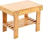 Bamboo Small Seat Stool for Kids, Foot Rest Shaving Stool,Storage Shelf, Durable