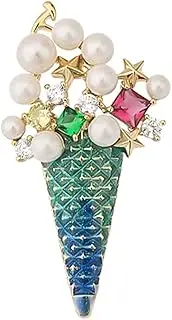 [AVLUZ] Ice Cream Brooch,Simulated Rhinestone Pearl Brooches Lapel Pin Clip Clothing Hat Bag Accessories