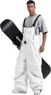 [HIEEKDER] Womens Mens Snowboard Bibs Snow Super Baggy Waterproof Windproof Insulated Loose Ski Pants Overalls Winter Sport