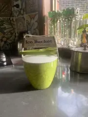 Atomic Era Retro Australia Made Ice Bucket Tongs Lid Strainer Green Gold Plastic
