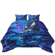 Last Voyage Stormy Ocean and Sailing Ship Coverlet