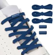 No Tie Shoelaces Tieless Elastic Shoe Laces 3Pcs with 2 Metal Buckles, Dark Blue