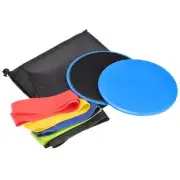 Dual-Sided Exercise Core Sliders & 5 Resistance Bands & Cloth Bag, Blue