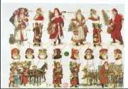 German Embossed SILVER GLITTER Scrap Die Cut - Christmas Santa WOW EF7331G