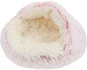 Abaodam Warm Flannel Cat Bed Half Enclosed Cozy Winter Nest for Cats Pink Durable Safe Sleeping Space for Indoor Use